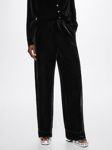 MANGO Wide leg Broek 'Xbed' in Zwart: voorkant