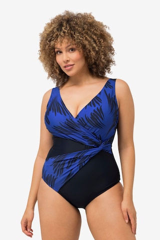 Ulla Popken Bralette Swimsuit in Blue: front