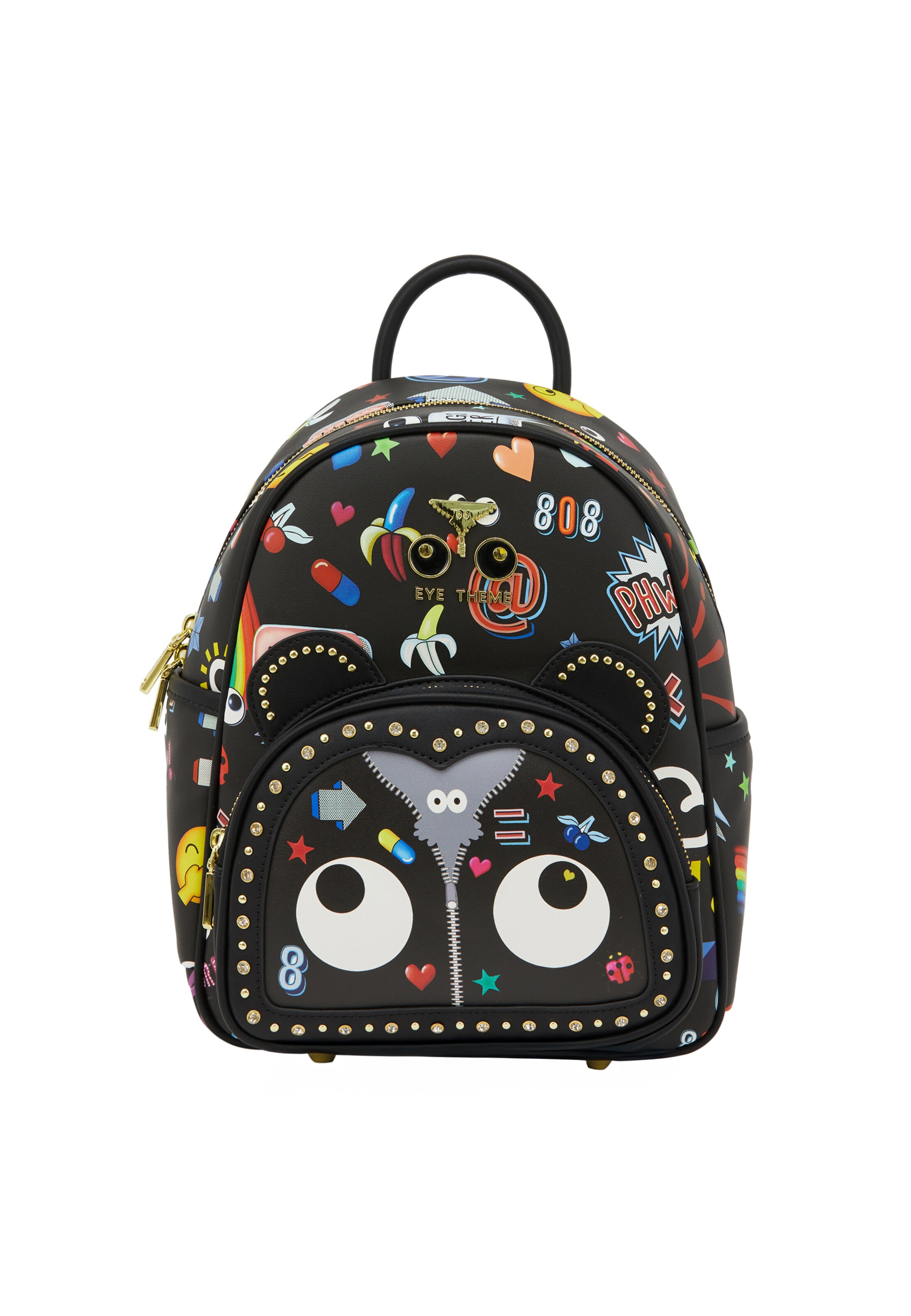 MYMO - Mochila 'Eyetheme' en negro: frente