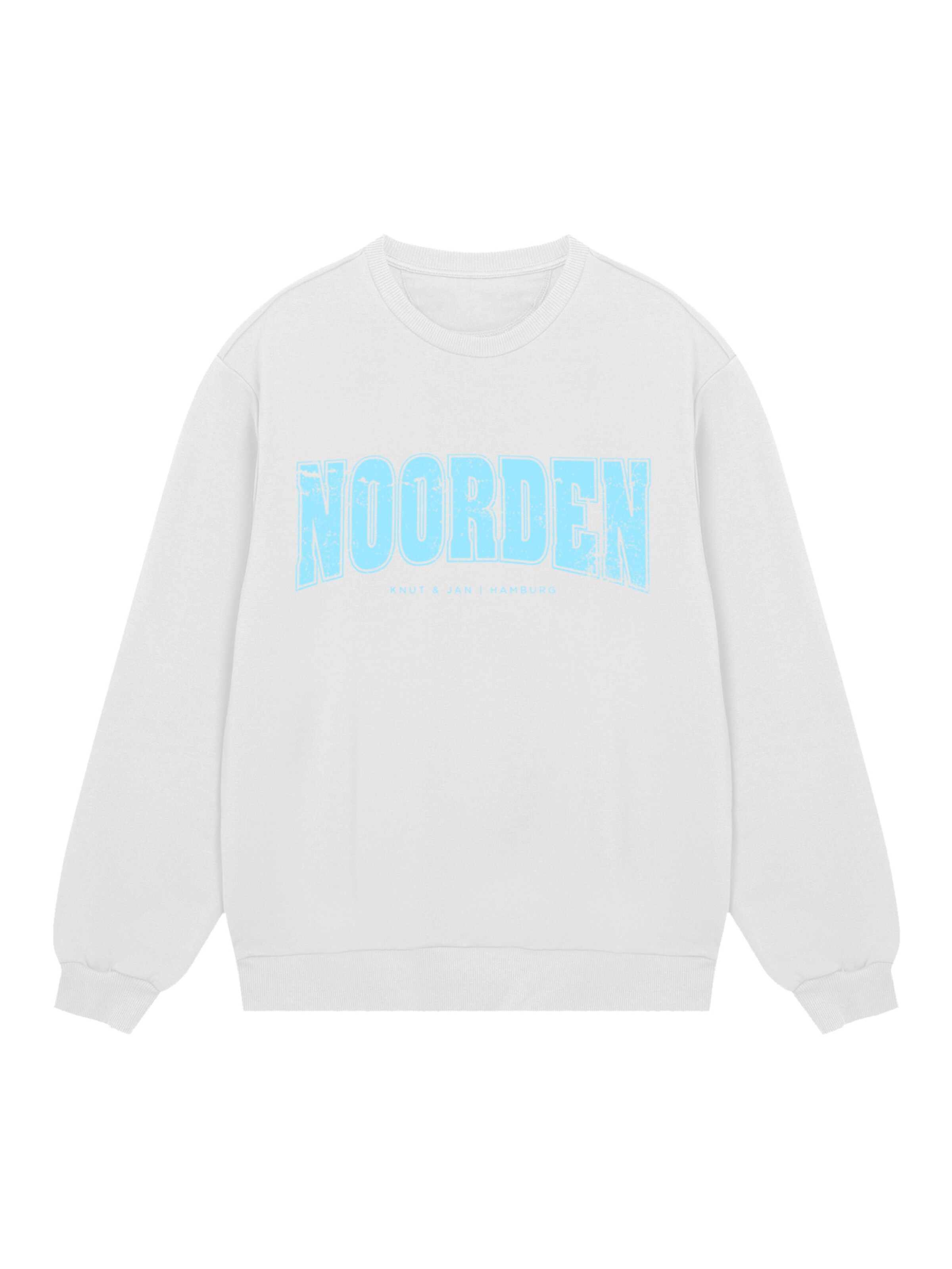 Sweat-shirt 'Knut & Jan Hamburg Noorden Collegiate Türkis' F4NT4STIC en blanc : devant