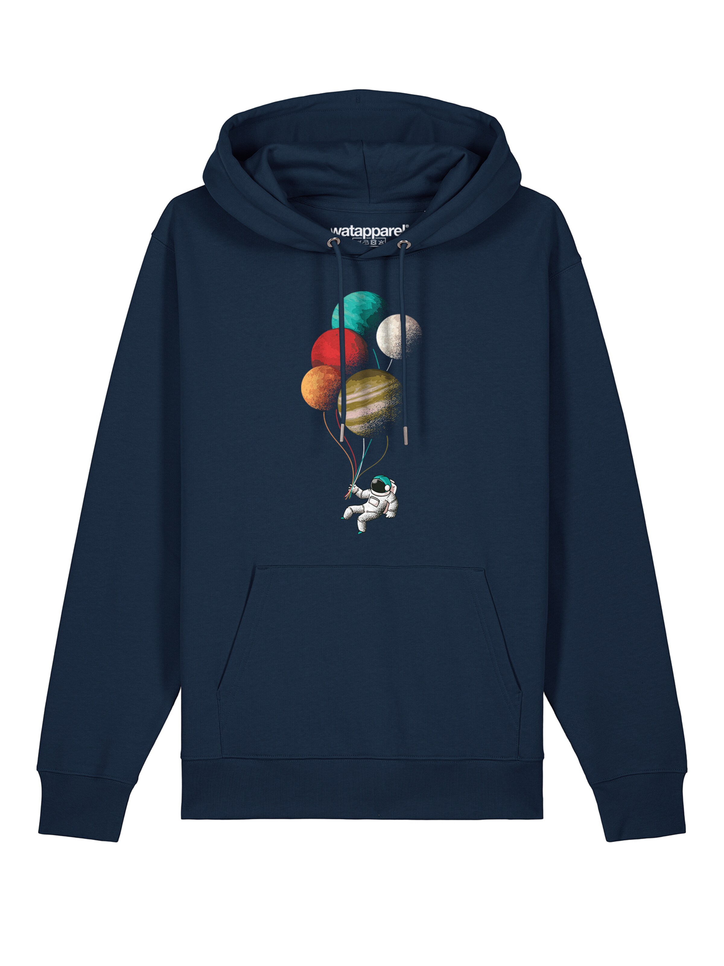 Watapparel Sweatshirt 'Balloon Spaceman' in Blauw: voorkant