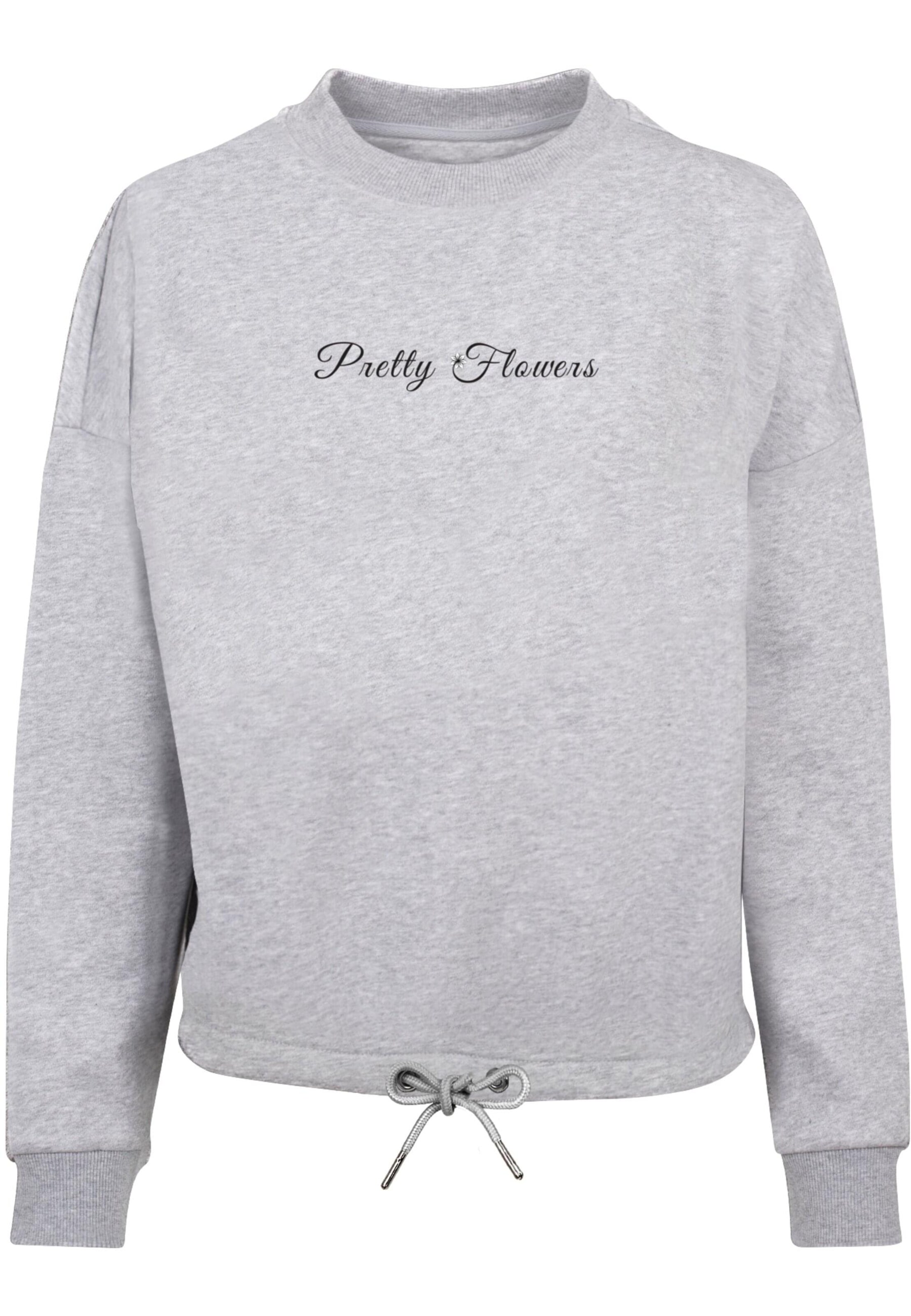 Merchcode Sweatshirt 'Pretty Flowers' in Grijs: voorkant
