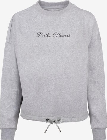 Merchcode Sweatshirt 'Pretty Flowers' in Grey: front