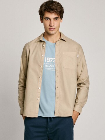 Pepe Jeans Regular fit Button Up Shirt in Beige: front