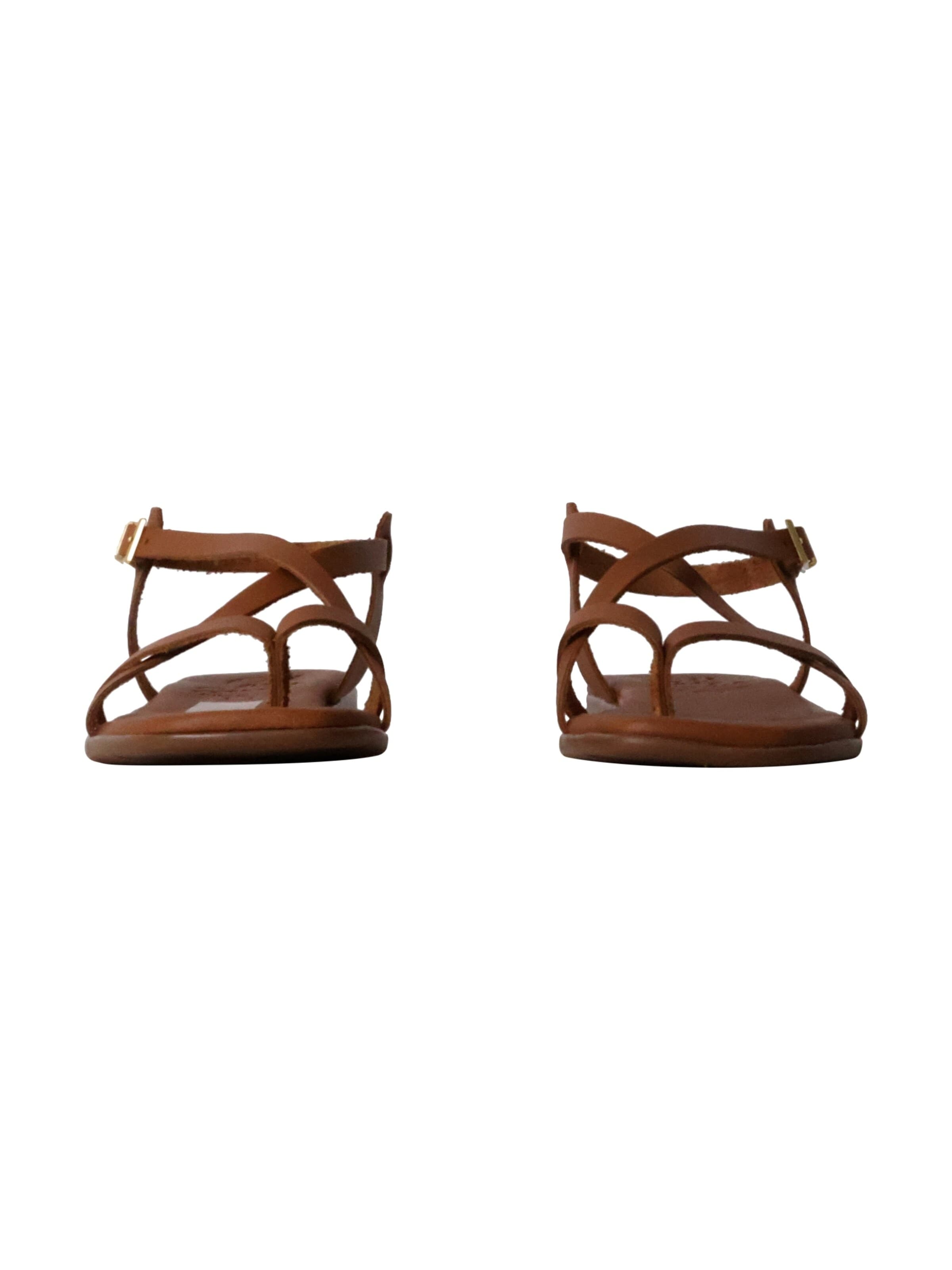 Oh my Sandals Sandały 'Flache Ledersandalen' w kolorze brązowy