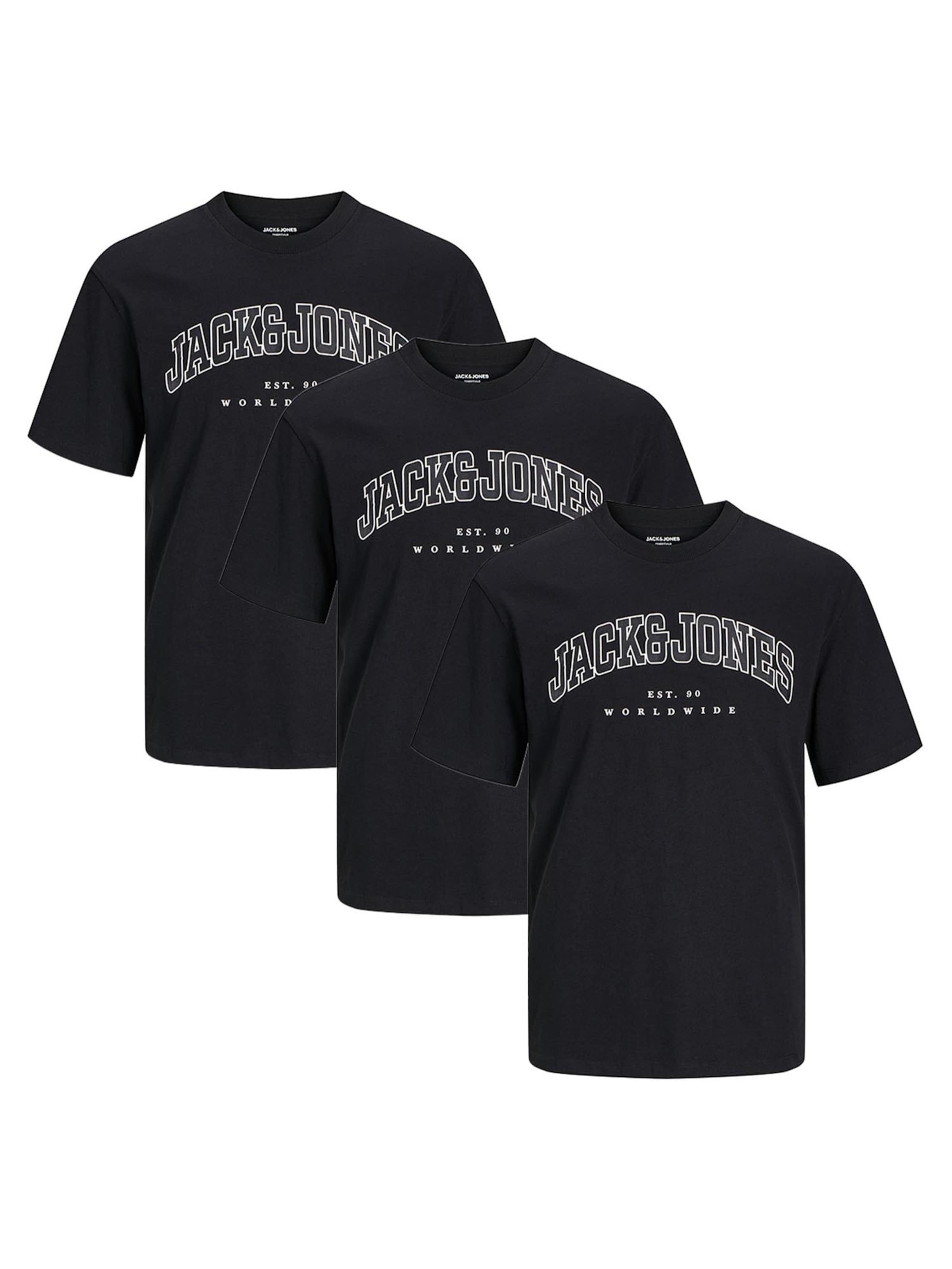 JACK & JONES Shirt 'Caleb Varsity'‌‌‌‌‌‌ in Schwarz: Vorderseite