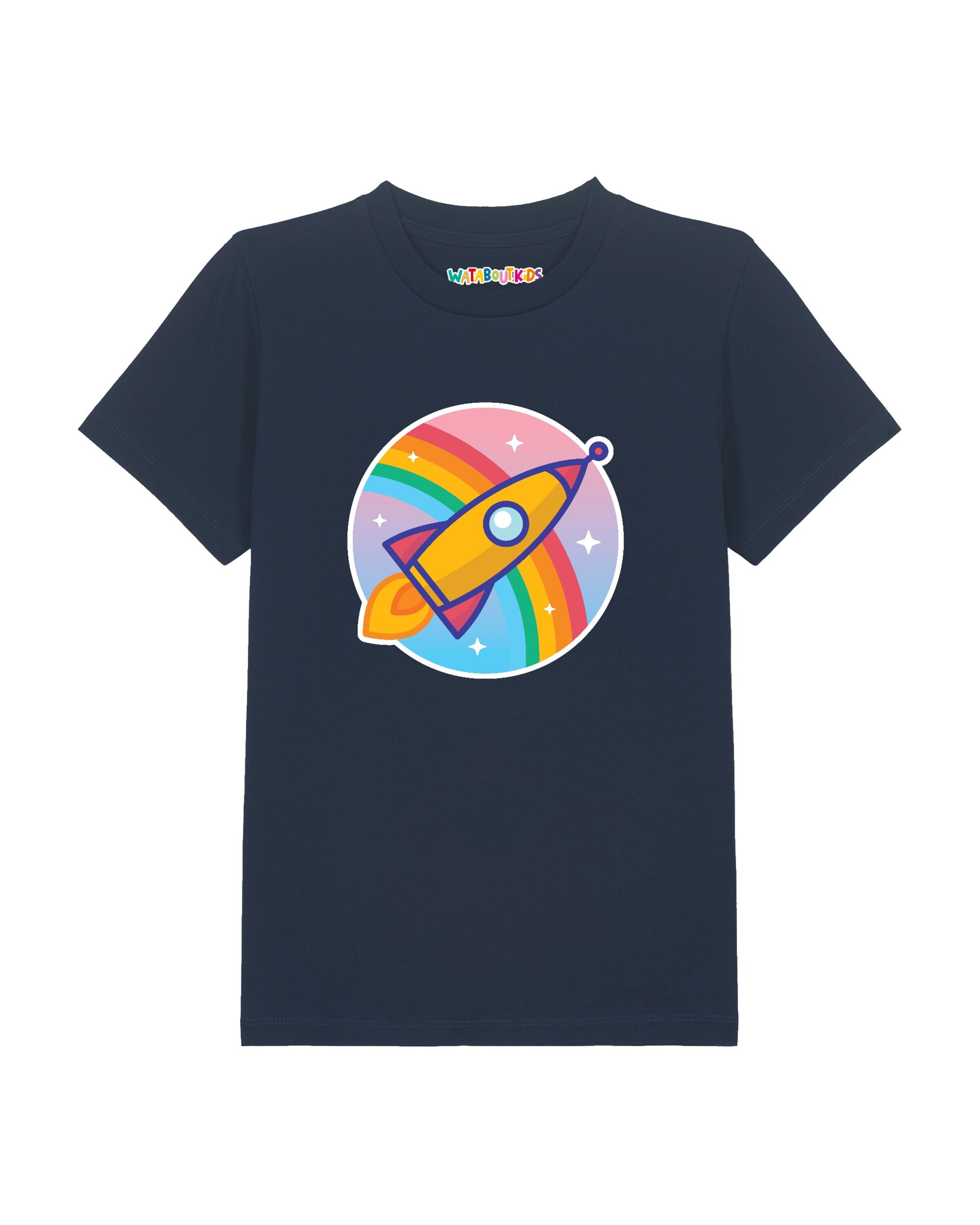T-Shirt 'Cartoon Rakete' watabout.kids en bleu : devant