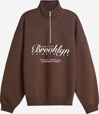 Bershka Sweater majica u tamno smeđa / bijela, Pregled proizvoda