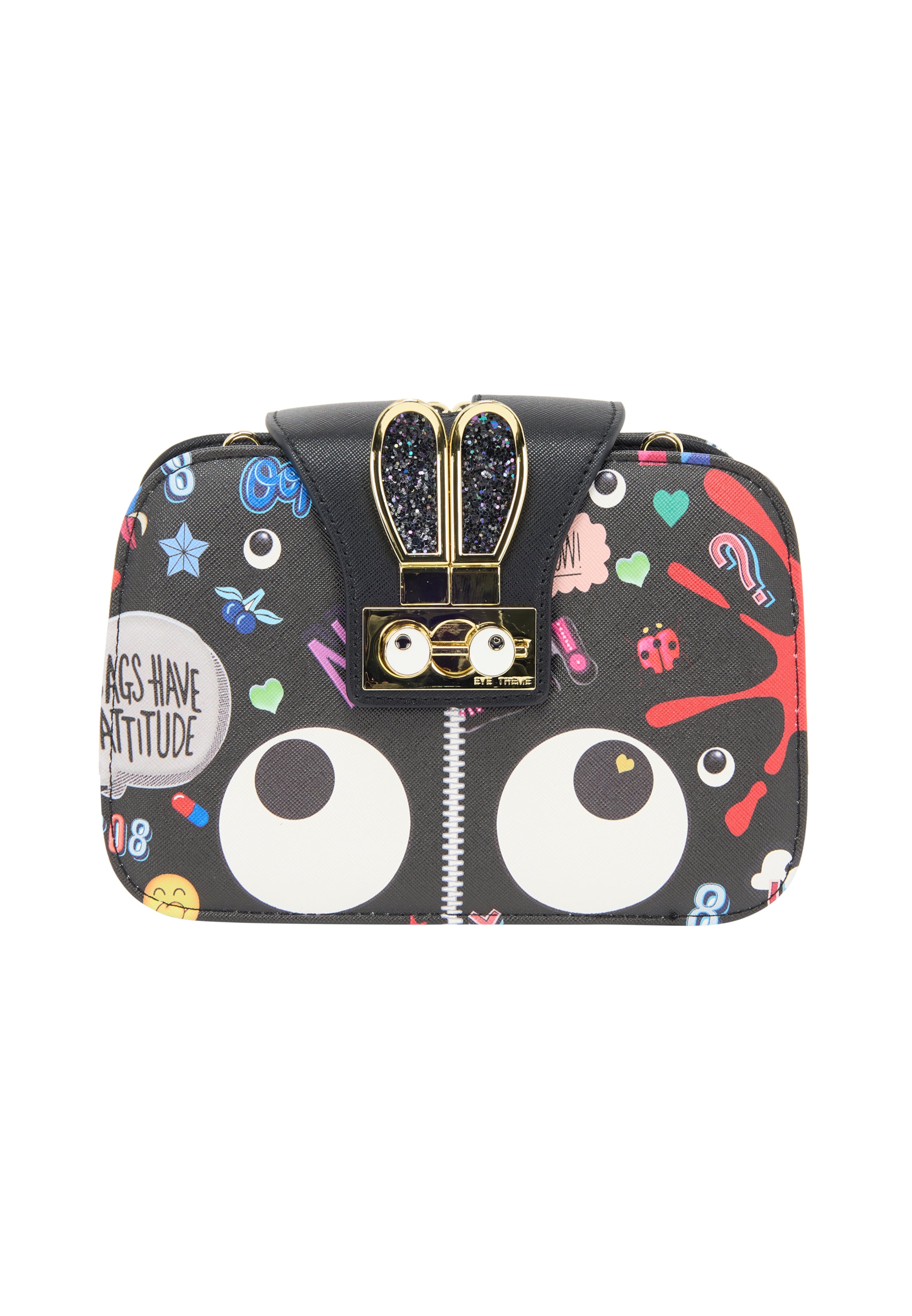 MYMO Τσάντα ώμου 'Pop Eyetheme' σε μαύρο: μπροστά