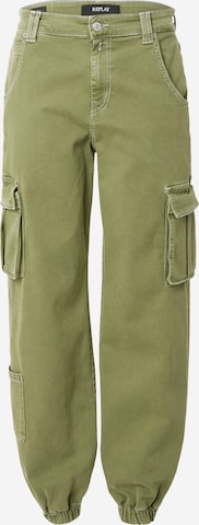 Effilé Pantalon cargo REPLAY en vert : devant