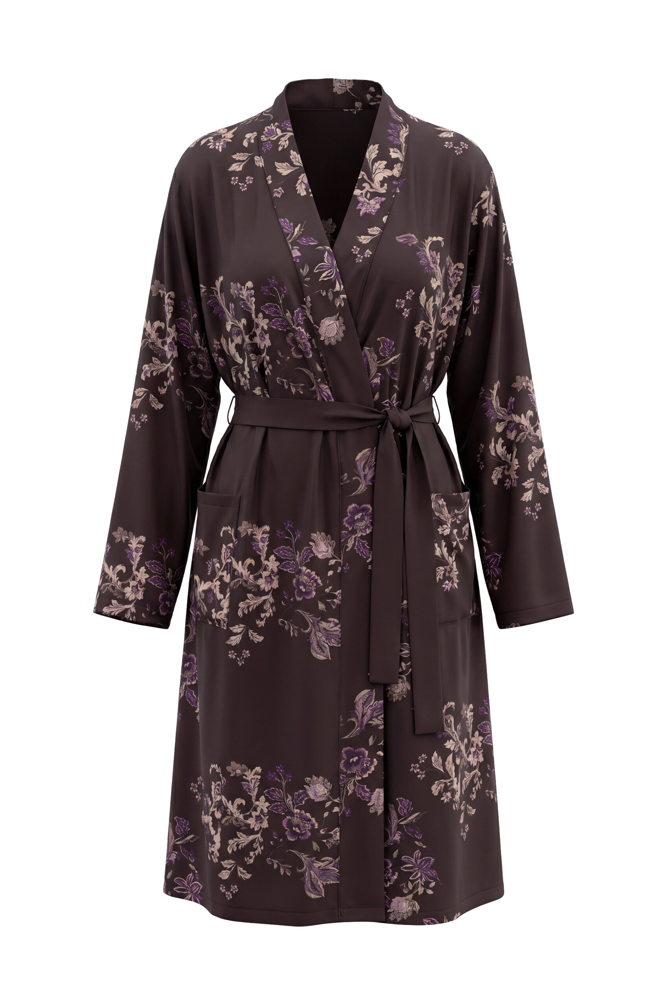 Ulla Popken Ochtendjas in M-L in de kleur Beige / Bruin, Productweergave