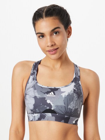 ADIDAS SPORTSWEAR Bralette Sports bra 'Powerreact Medium-Support Allover Print' in Black: front