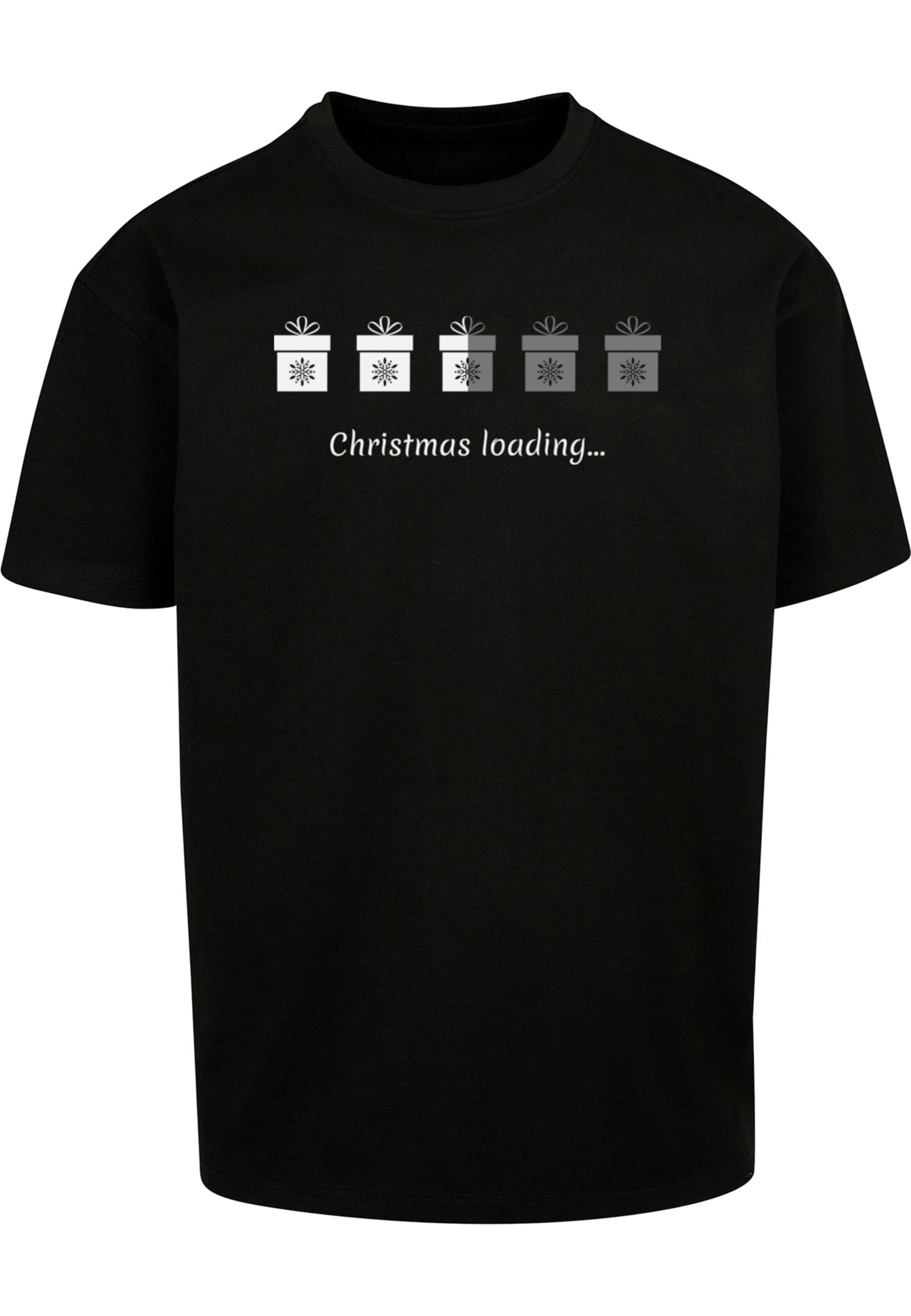 Merchcode T-Shirt 'Christmas Gifts Loading' in Schwarz: Vorderseite