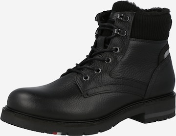 TOMMY HILFIGER - Botas con cordones en negro: frente