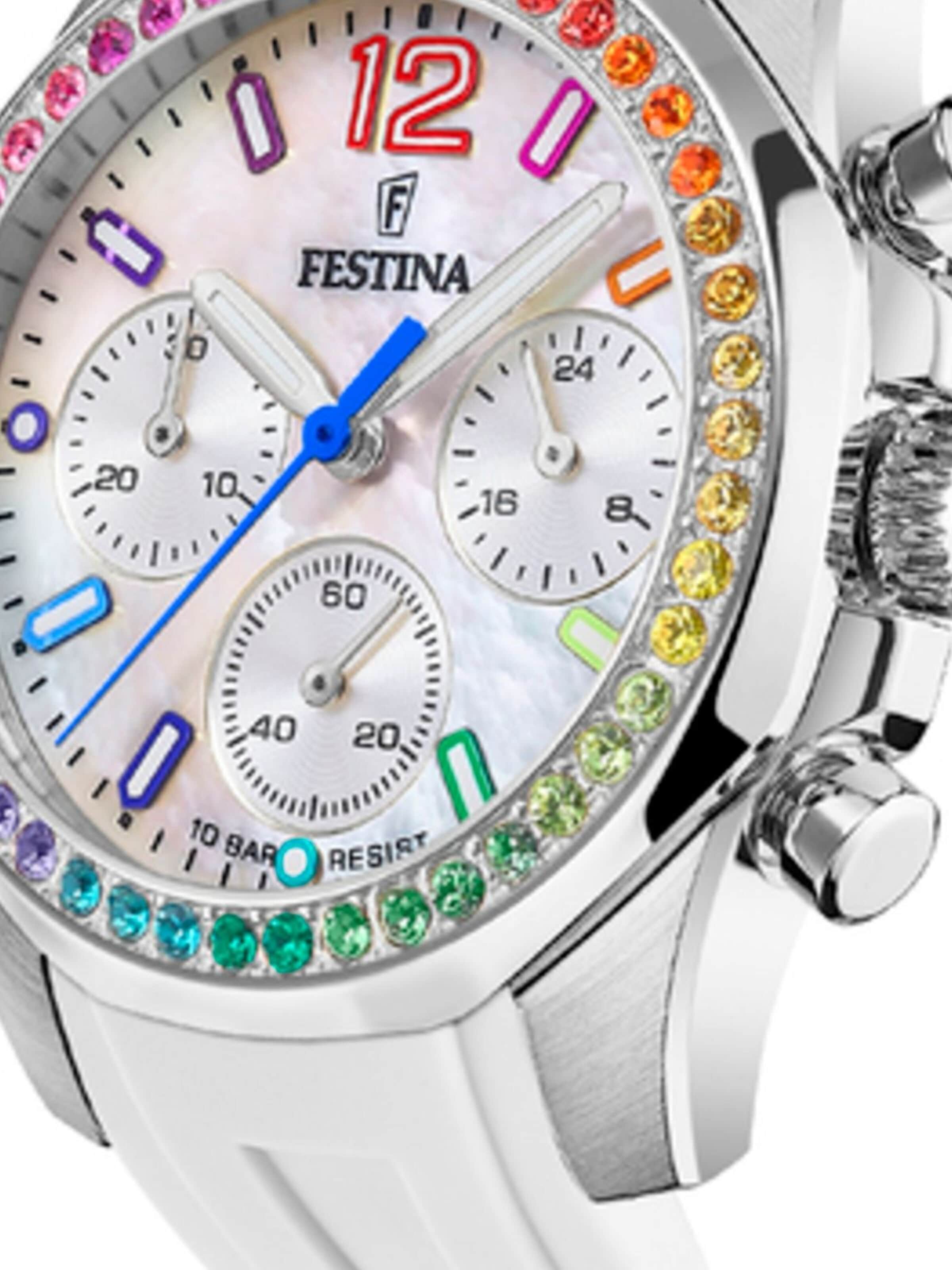 FESTINA Analoog horloge 'Festina - Chronograph Boyfriend - Quartz watch movement - Watch case width: 38.1 mm' in Wit
