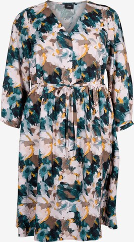 Zizzi Shirt Dress in Green: front