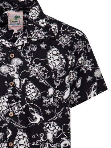 King Kerosin Regular fit Button Up Shirt 'Sailor' in Black