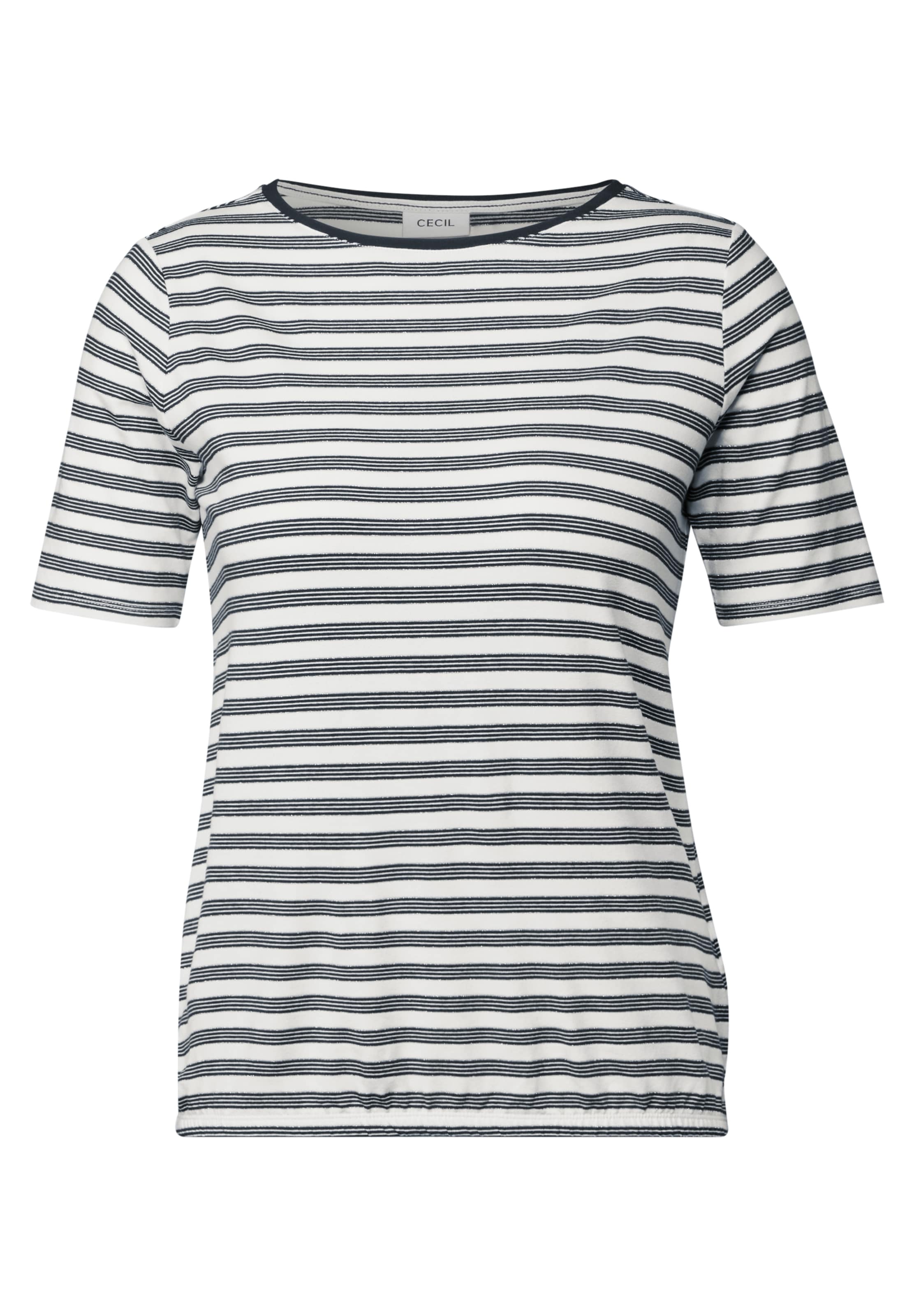 CECIL Streifenshirt mit Glitzer in nachtblau, Produktansicht