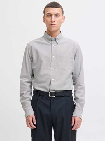 JACK & JONES Slim fit Button Up Shirt 'JPRBLUBrook' in Grey: front