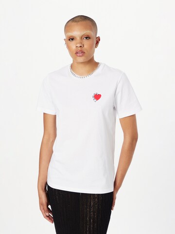 Les Petits Basics Тениска 'L'amour' в бяло: отпред