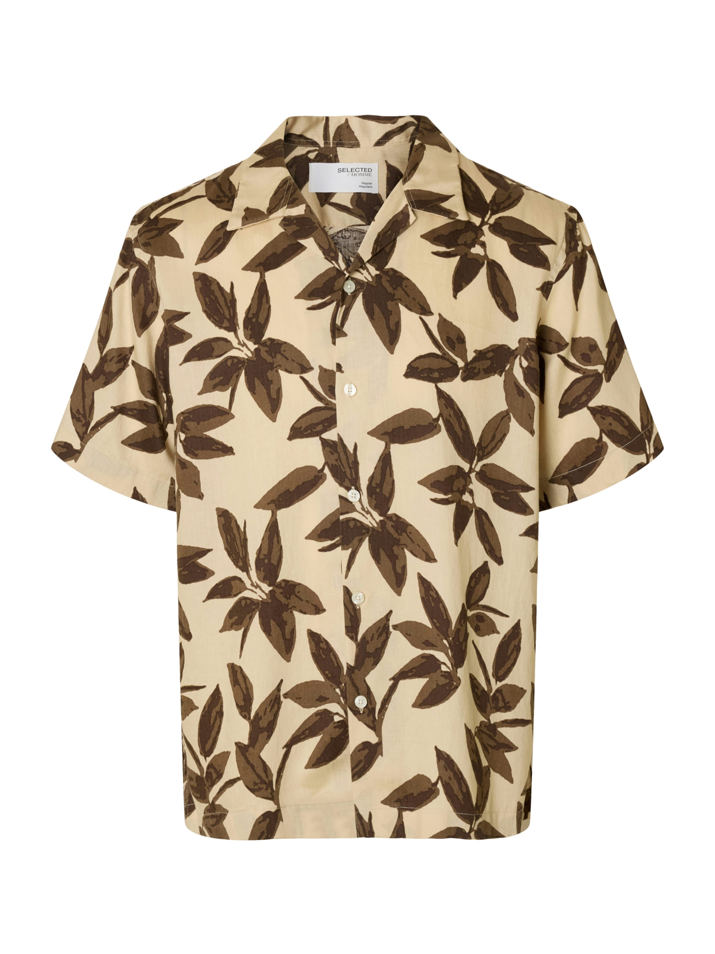 SELECTED Regular fit Button Up Shirt 'SLHNoa' in Beige: front