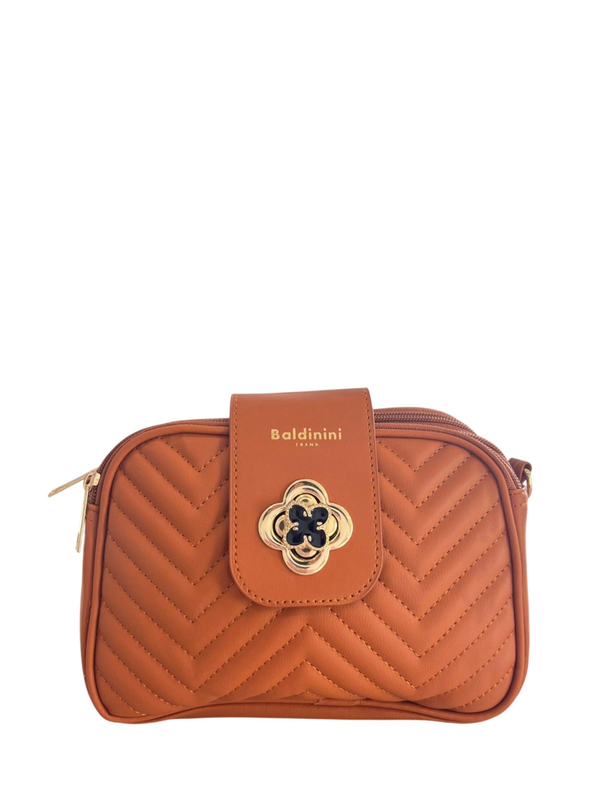 Borsa a spalla 'Borsa a Mano Donna Ecopelle Vegan - Chiusura Zip e Tracolla' di Baldinini Trend in marrone: frontale