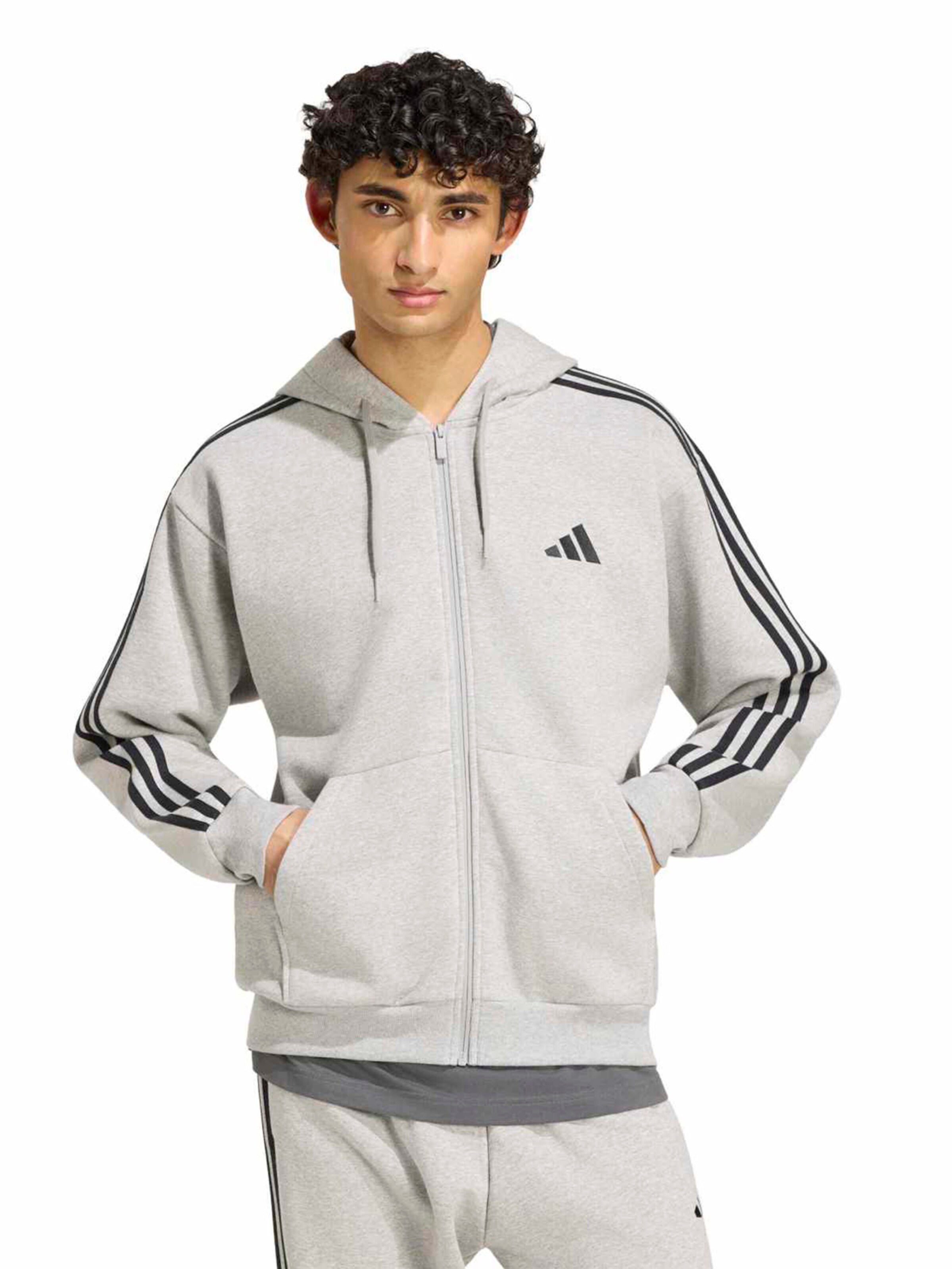 ADIDAS SPORTSWEAR - Casaco de treino em moletão em cinzento: frente