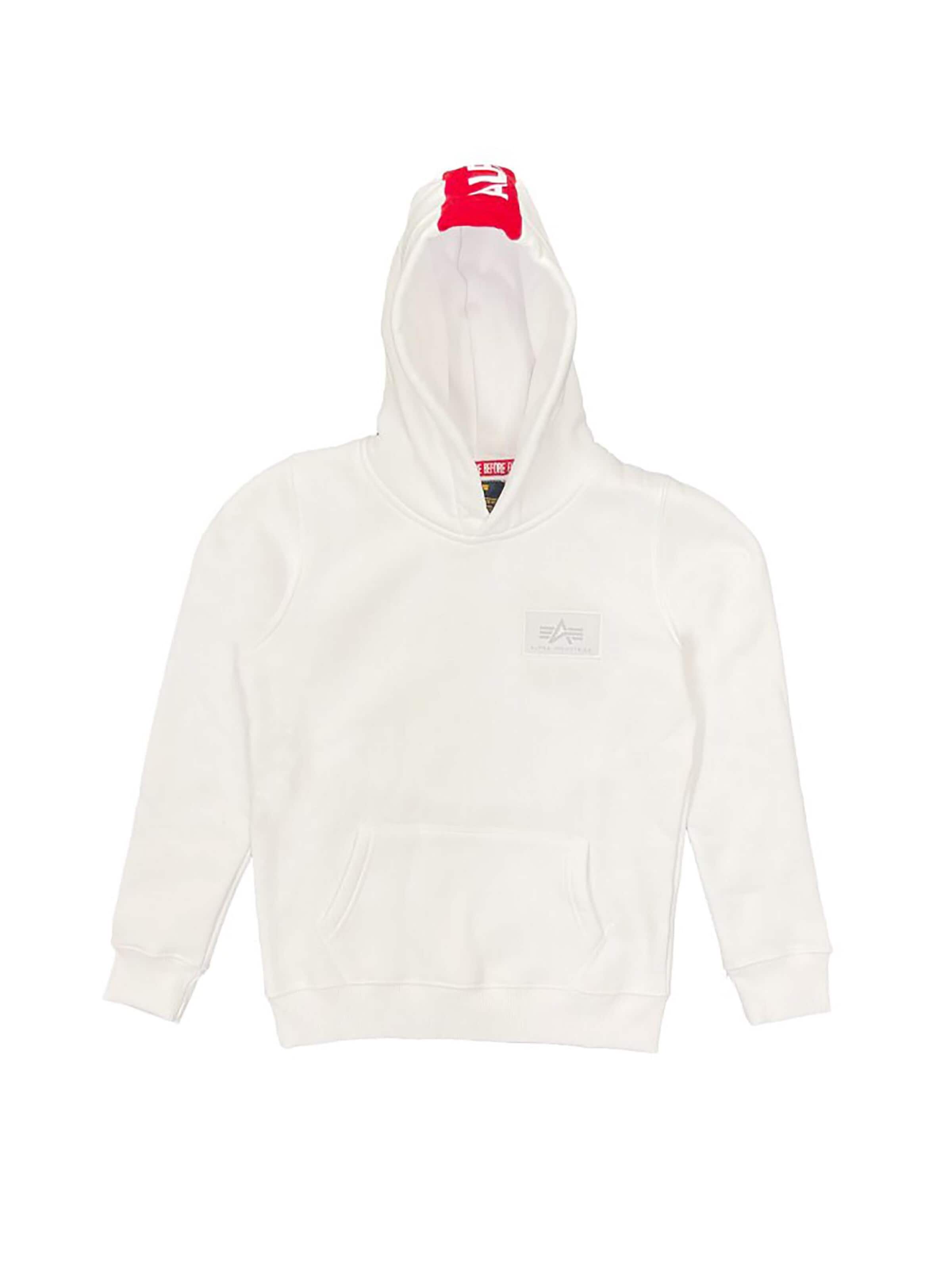 ALPHA INDUSTRIES Sweatshirt 'Red Stripe' in White: front