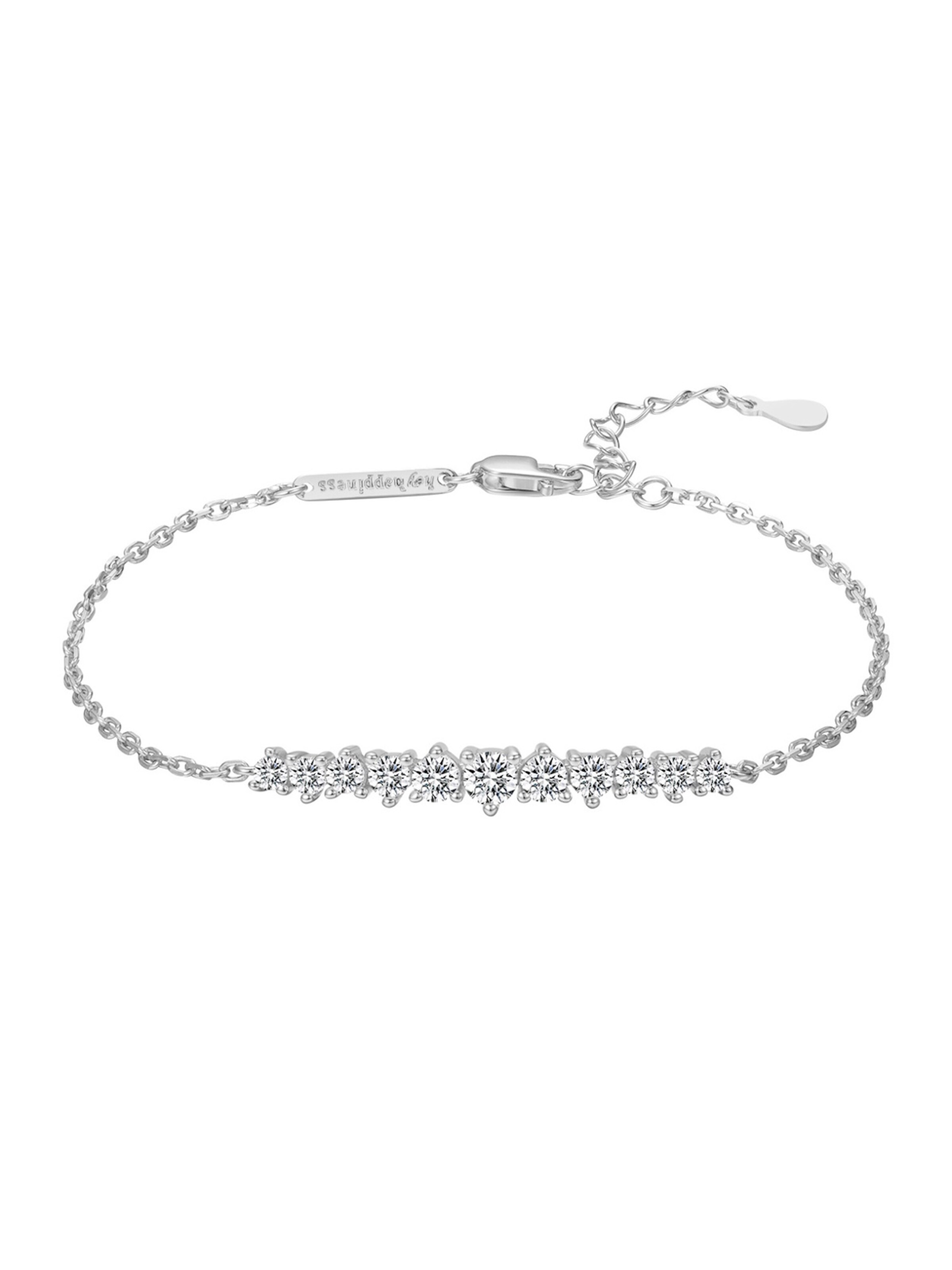 Hey Happiness Bracelet 'Tennis Glow' in Silver: front