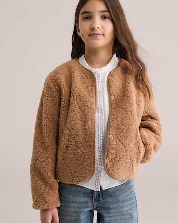 WE Fashion Φθινοπωρινό και ανοιξιάτικο μπουφάν σε καφέ: μπροστά