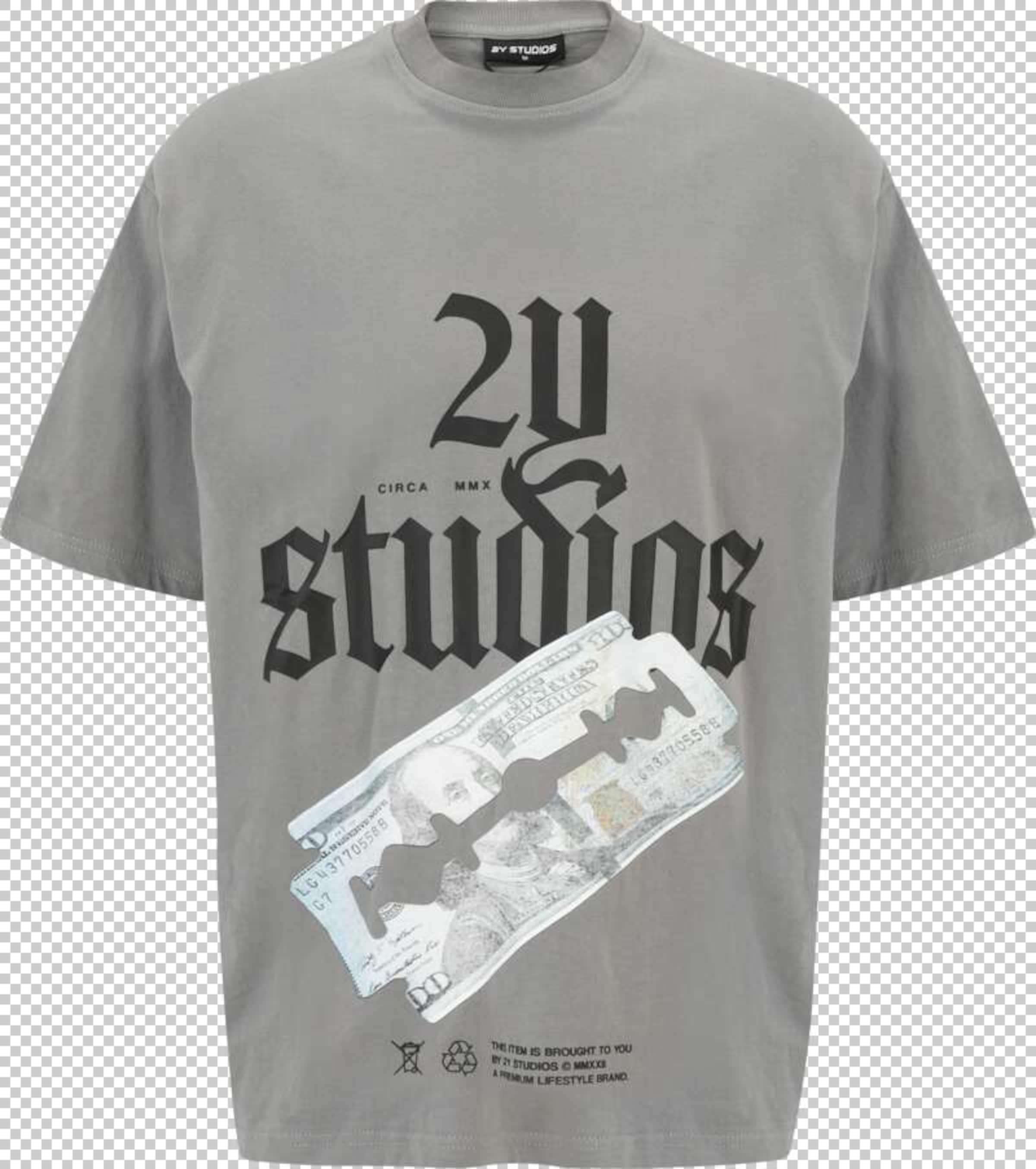 2Y Studios Tričko 'Razor' – šedá: přední strana