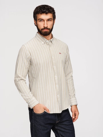 Ombre Regular fit Zakelijk overhemd in Beige: voorkant