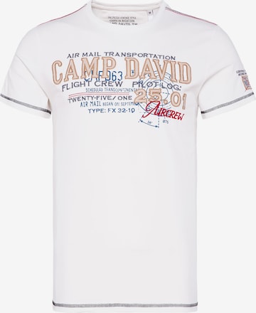 CAMP DAVID T-Shirt mit Logo-Applikationen in Weiß: predná strana