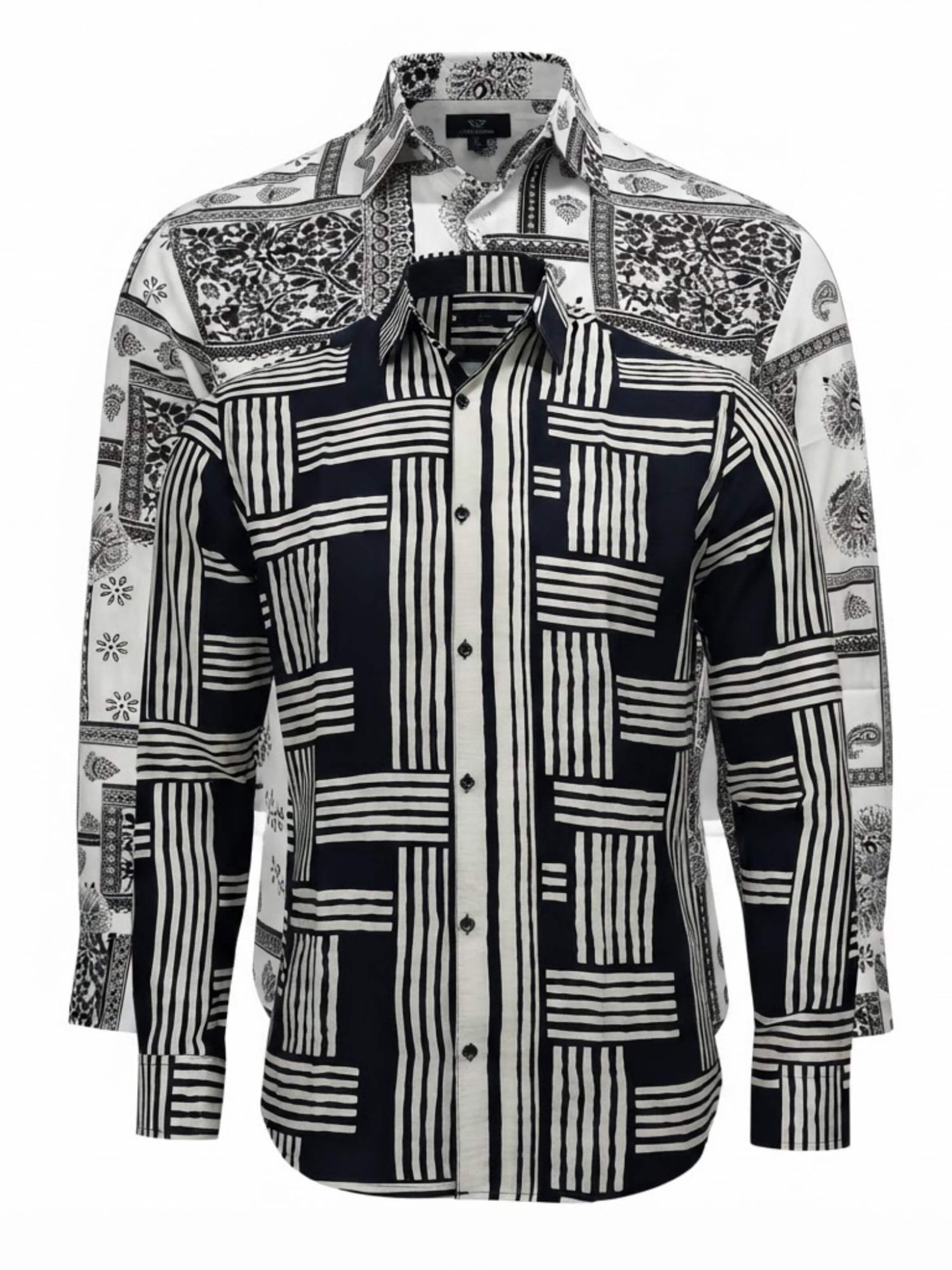 Coupe regular Chemise 'Viscos floral pattern 2pc' Radwa en noir : devant