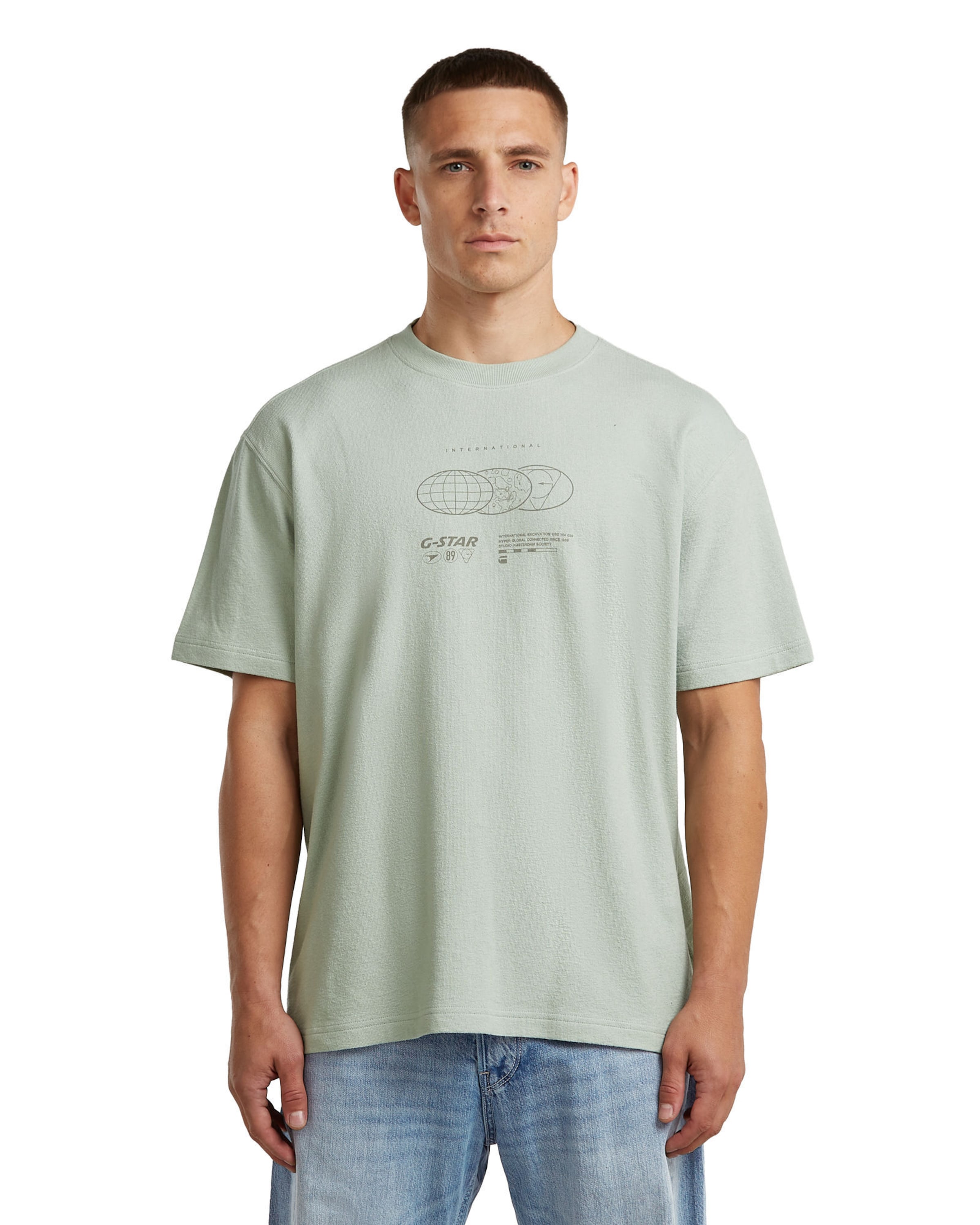 G-STAR T-Shirt - 'Globes Relaxed T-Shirt' in Grün: Vorderseite