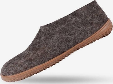 SHUS walk with nature Huisschoen 'Uldhjemmesko (100% ren uld) -m/Gummisål - Dansk Design fra SHUS' in Bruin: voorkant