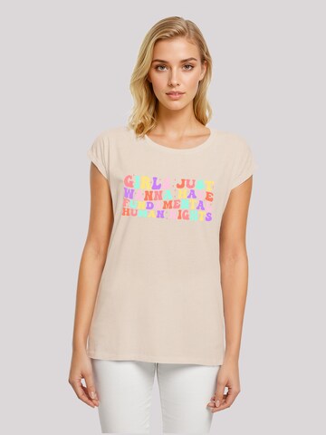 F4NT4STIC T-Shirt 'Girls Just Wanna Have Fundamental Rights Frauentag' in Beige: Vorderseite