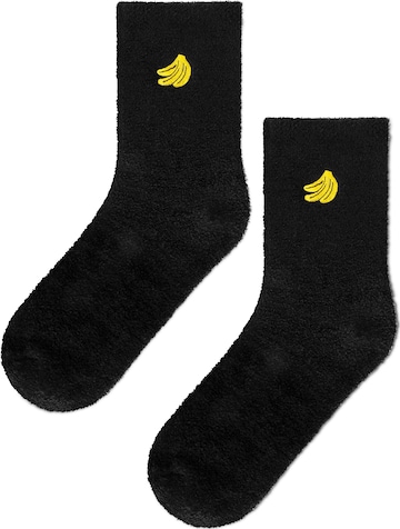 Calzino 'Kuschelsocken mit Icon Stickerei Herz Avocado Banane' di Circle Five in nero: frontale