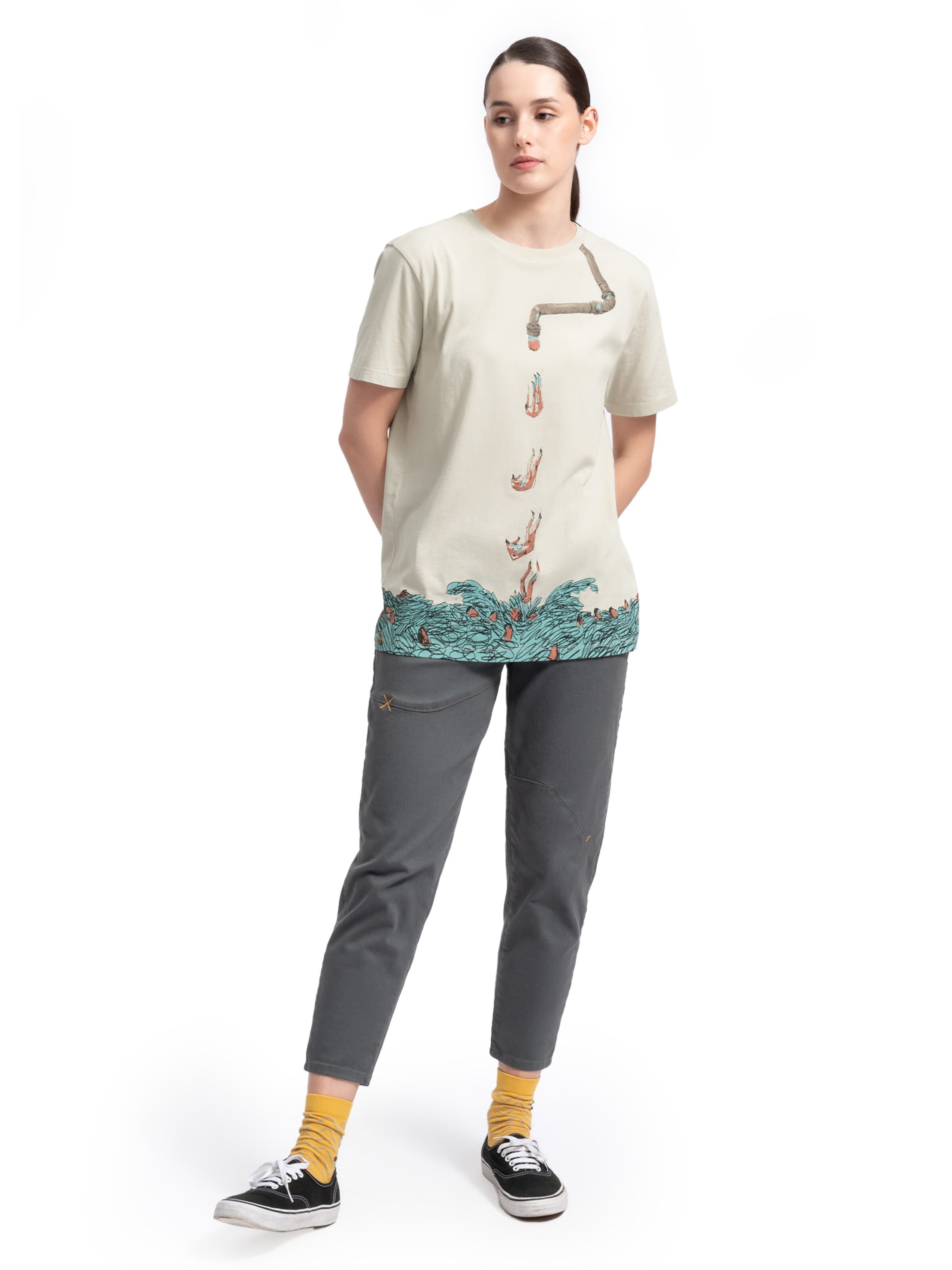 T-Shirt 'Gravity' Kaft en beige