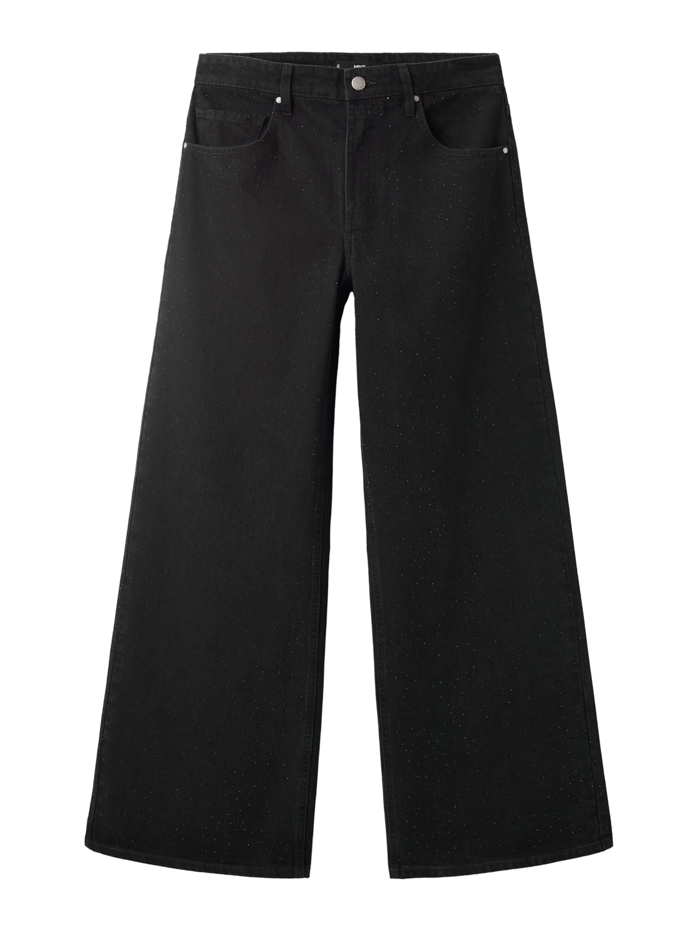 MANGO Szeroka nogawka Jeansy 'Libra' w kolorze czarny: przód