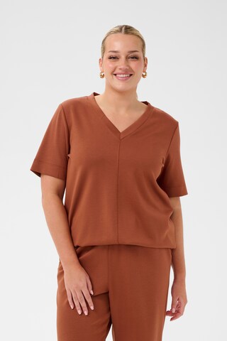 KAFFE CURVE - Camiseta 'Annia' en marrón: frente