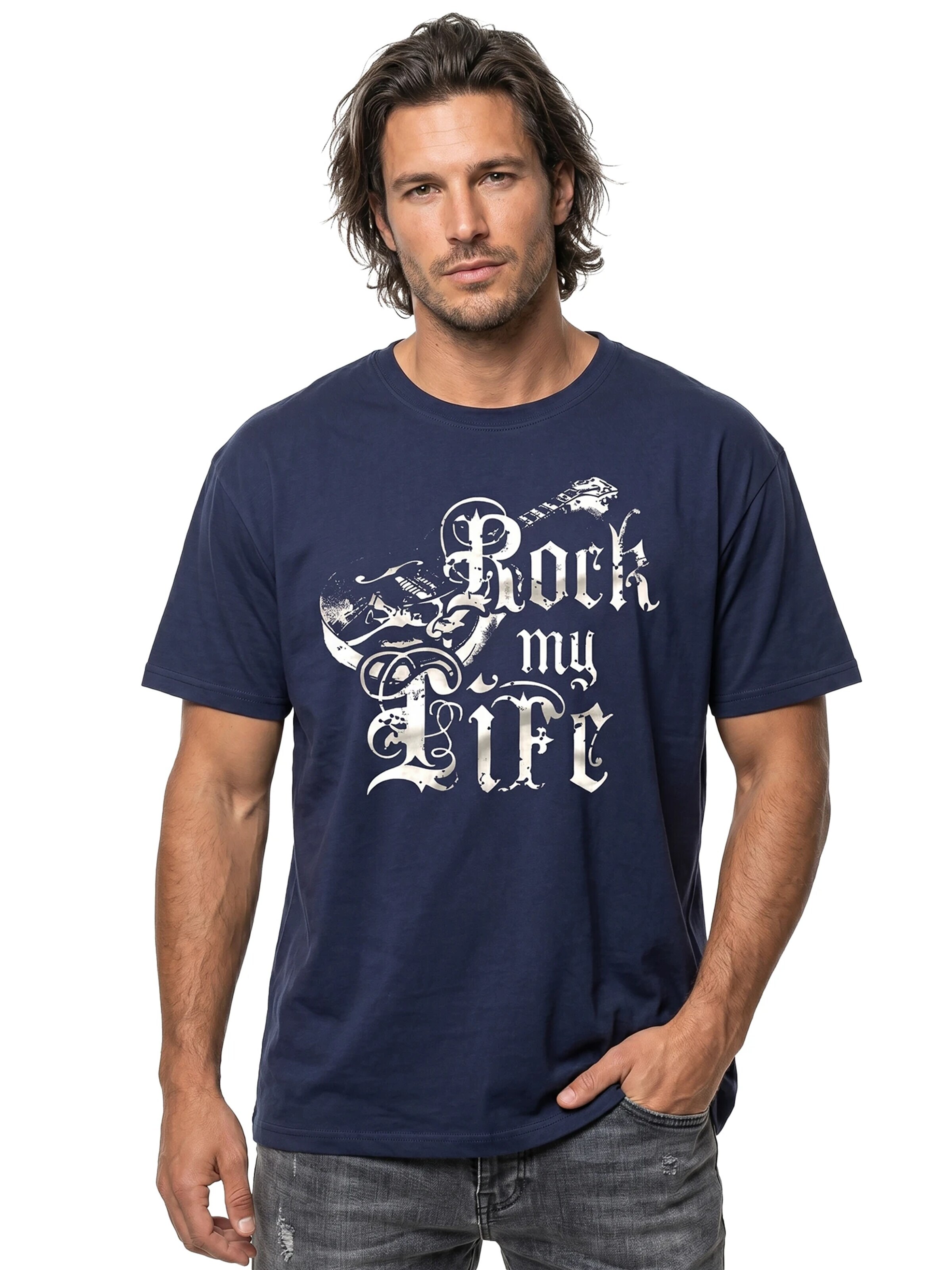 MAKAYA Shirt 'Rock my Life' in Blue