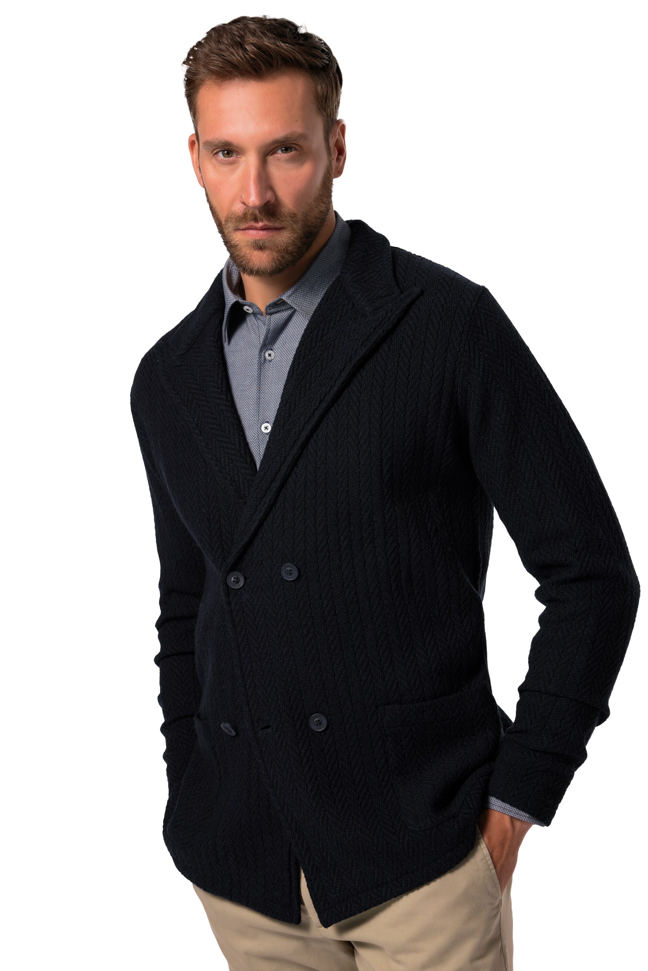JP1880 Knit cardigan in Black: front