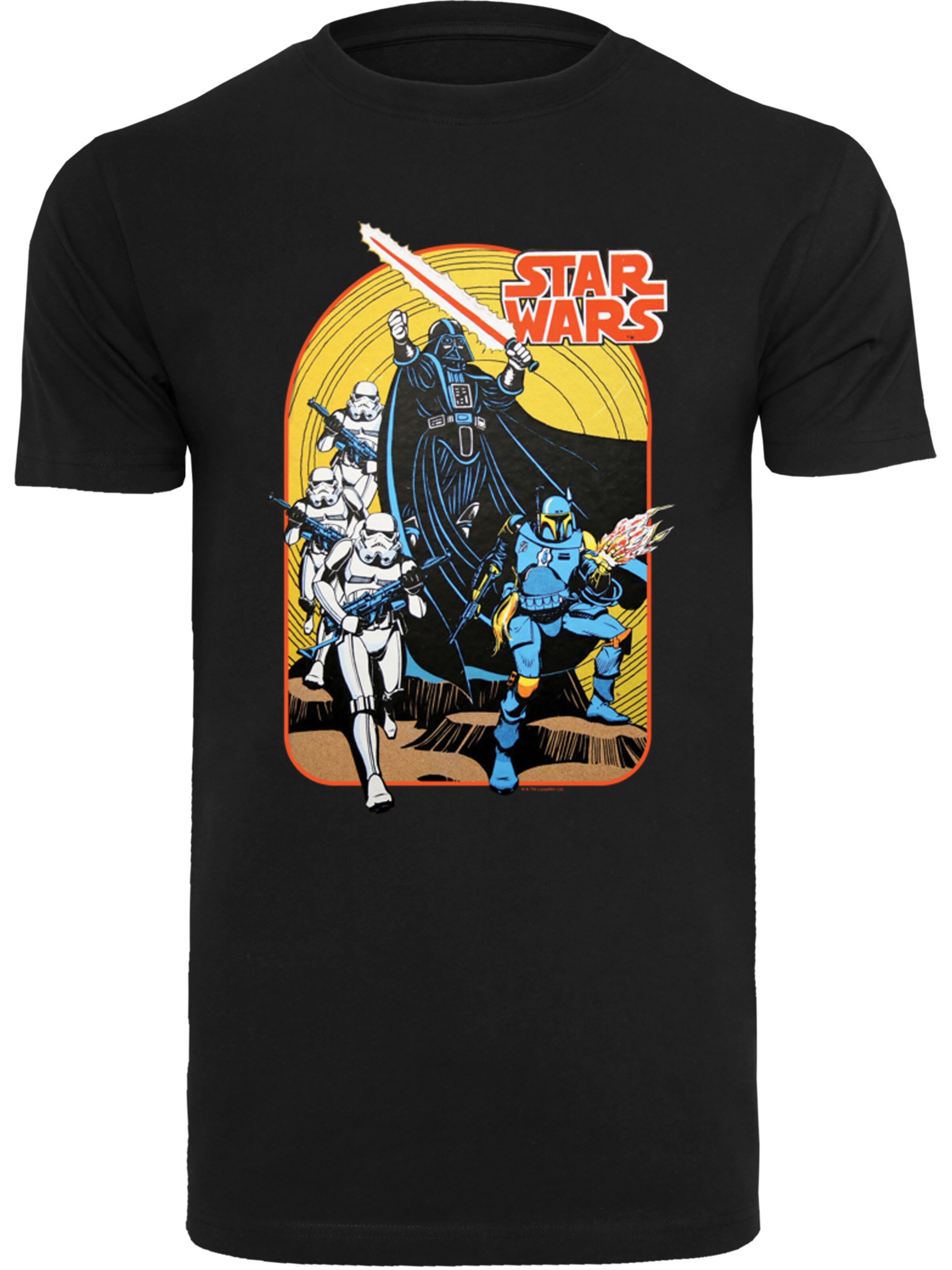 T-Shirt 'Star Wars Vintage Comic Scene' F4NT4STIC en noir : devant