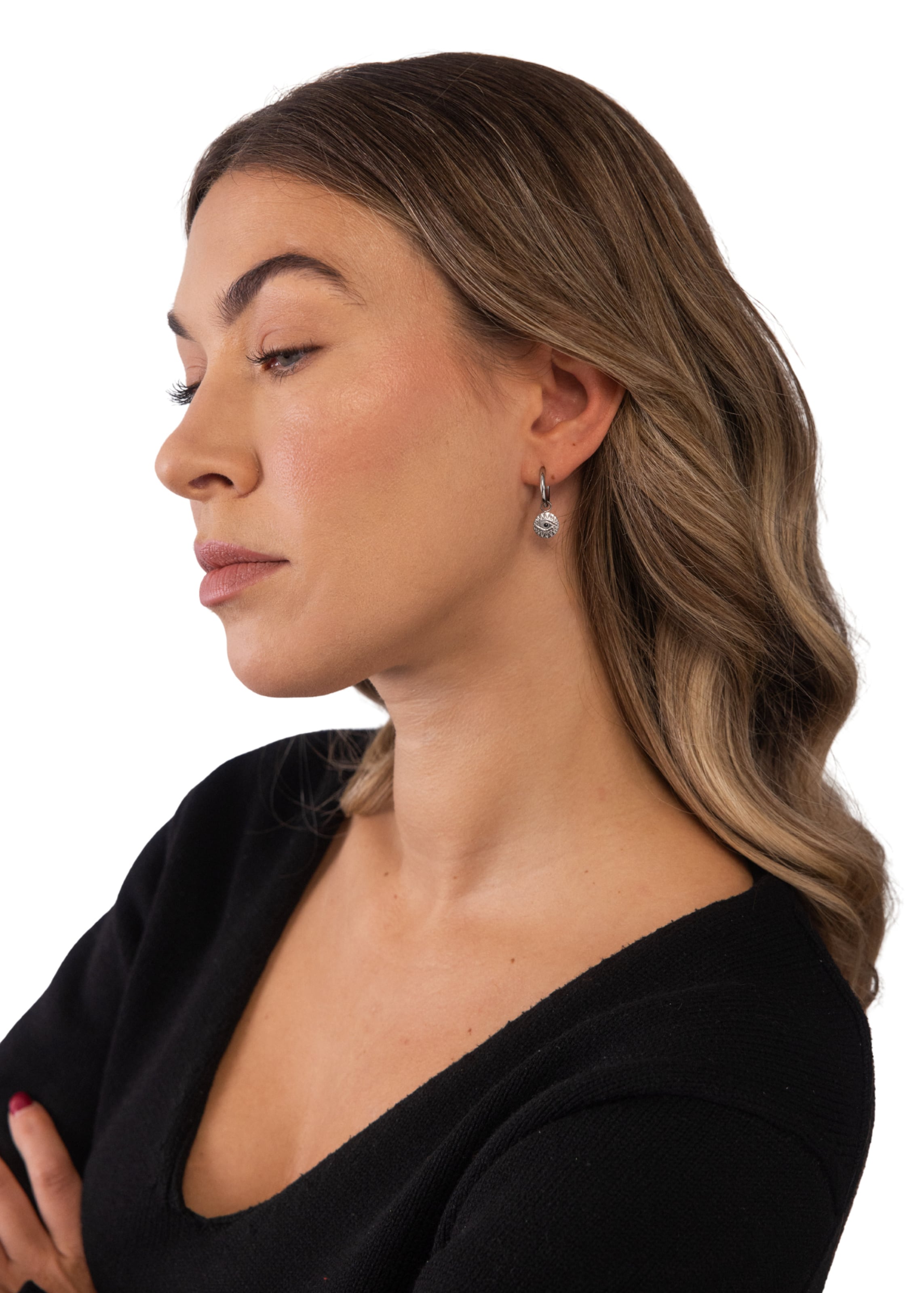 PURELEI - Pendientes 'Eye' en plata: frente