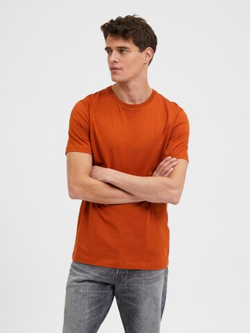 T-Shirt 'Norman' SELECTED HOMME en orange : devant