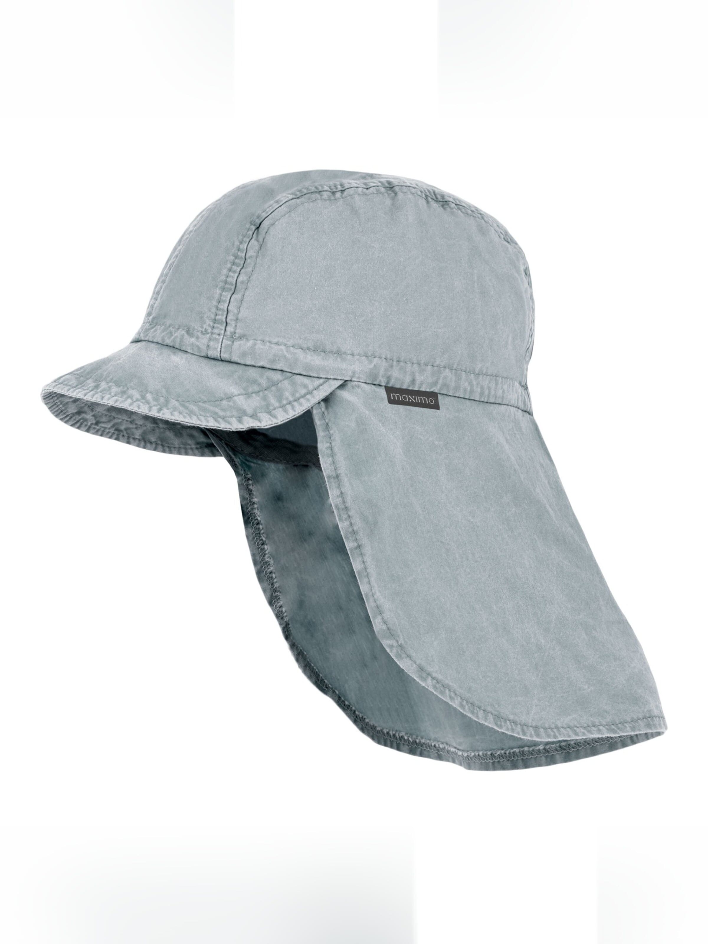 MAXIMO Beanie 'GOTS MINI-Schildmütze,  Nackenschutz, Bindeband, Waschoptik, UV' in Blue: front