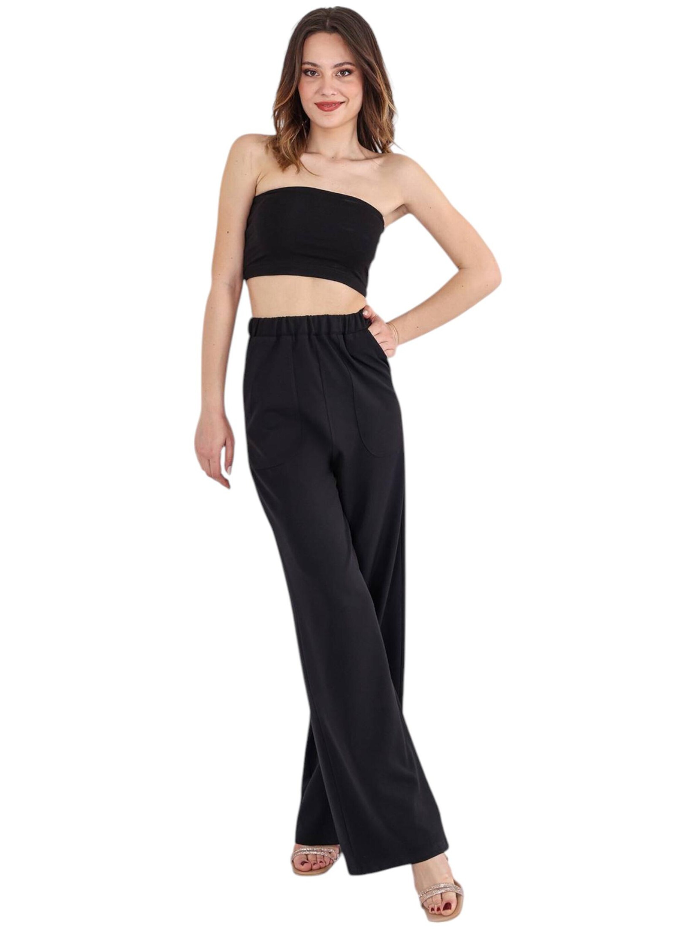 Wide leg Pantaloni 'ALIN' di fashionshowcase in nero