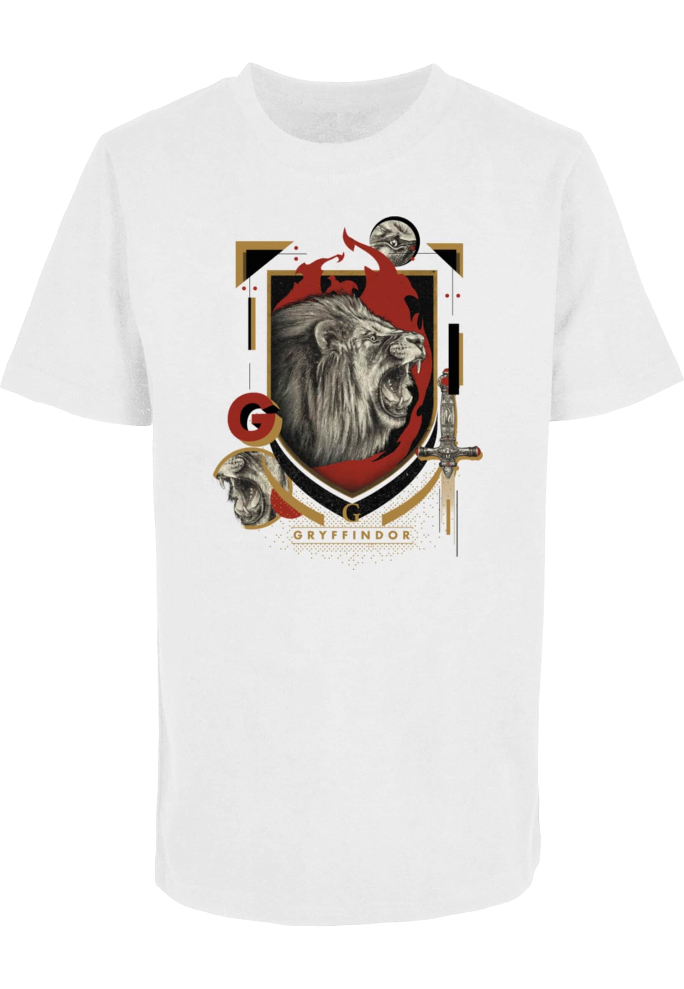 ABSOLUTE CULT Shirt 'Harry Potter - Gryffindor Shield' in Wit: voorkant