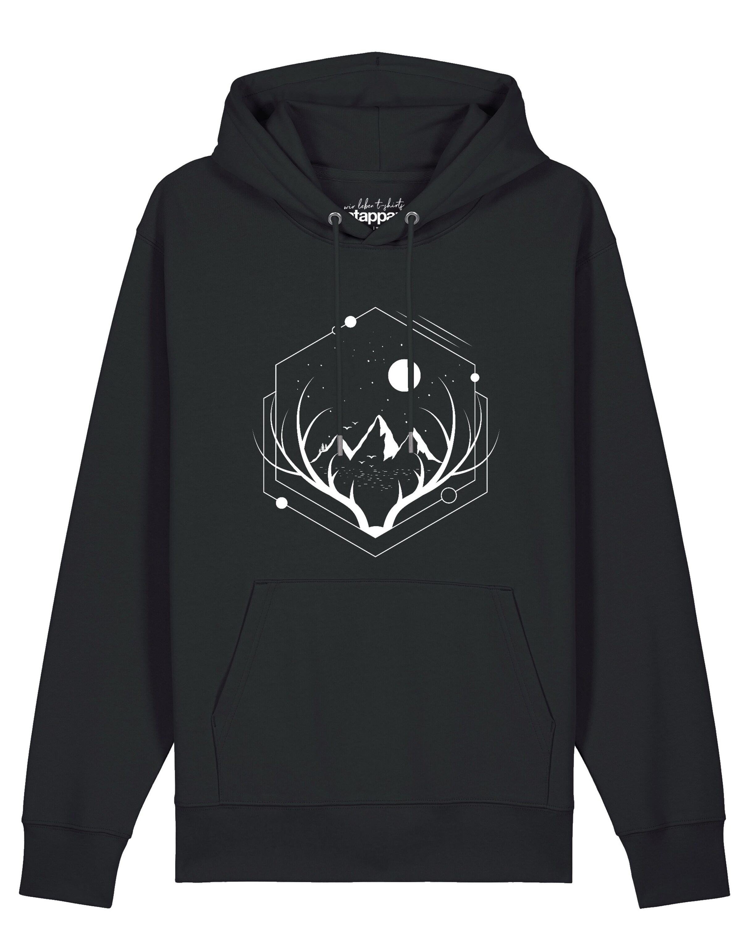 Felpa 'Wanderlust At Night' di Watapparel in nero: frontale